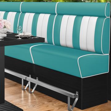 AMERICAN 2 | Hög diner soffa | B:H 120 x 158 cm | Randig | Turkos | Läder