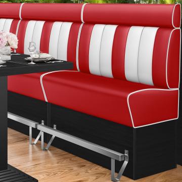 AMERICAN 2 | Hög diner soffa | B:H 140 x 158 cm | Randig | Röd | Läder