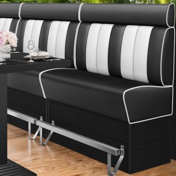 AMERICAN 2 | Hög diner soffa | B:H 140 x 158 cm | Randig | Svart | Läder