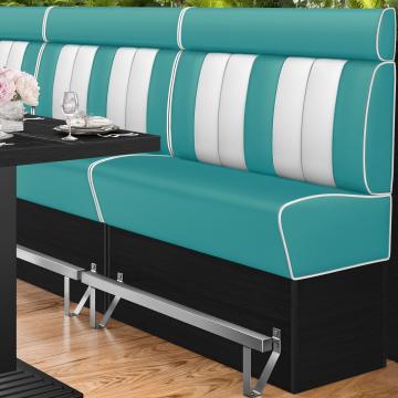 AMERICAN 2 | Hög diner soffa | B:H 140 x 158 cm | Randig | Turkos | Läder