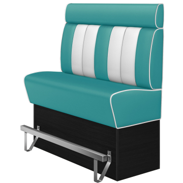 AMERICAN 2 | Hög diner soffa | B:H 140 x 158 cm | Randig | Turkos | Läder