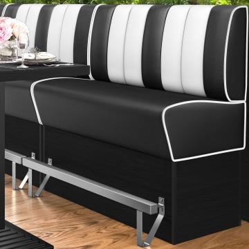 AMERICAN 2 | Hög diner soffa | B:H 120 x 133 cm | Randig | Svart | Läder