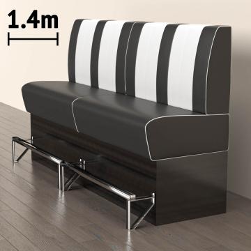 AMERICAN 2 | Sofa Diner Resturant | B: H 140 x 133 cm | Stripete | Svart | lær