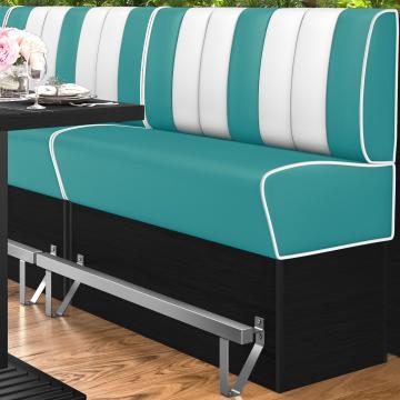 AMERICAN 2 | Hög diner soffa | B:H 120 x 133 cm | Randig | Turkos | Läder