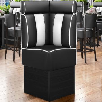 AMERICAN 2 | Diner hörnsoffa | B:H 64 x 158 cm | Randig | Svart | Läder