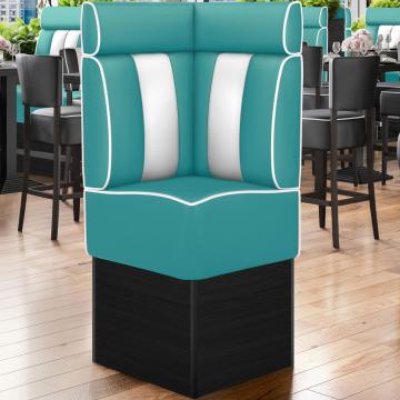 AMERICAN 2 | Diner hörnsoffa | B:H 64 x 158 cm | Randig | Turkos | Läder