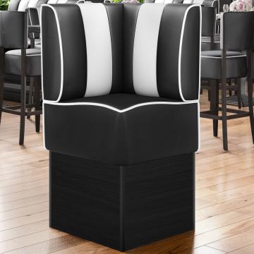 AMERICAN 2 | Restaurantsofa hjørne i Amerikansk diner stil | B: H 64 x 133 cm | Stripete | Svart | lær