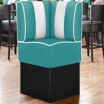 AMERICAN 2 | Restaurantsofa hjørne i Amerikansk diner stil | B: H 64 x 133 cm | Stripete | Turkis | lær