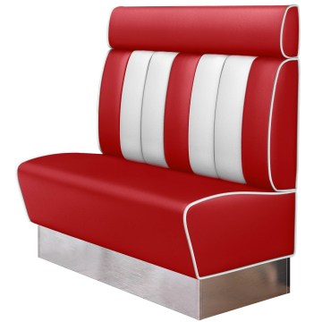 AMERICAN 3 | American diner bås | B:H 120 x 128 cm | Randig | Röd | Läder