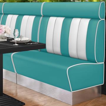 AMERICAN 3 | American diner bås | B:H 120 x 128 cm | Randig | Turkos | Läder