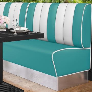 AMERICAN 3 | American diner bås | B:H 120 x 103 cm | Randig | Turkos | Läder