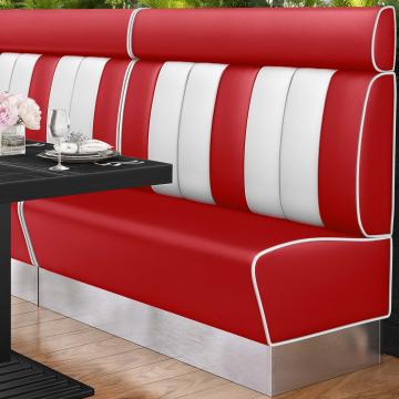 AMERICAN 3 | American diner bås | B:H 140 x 128 cm | Randig | Röd | Läder