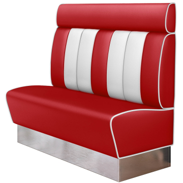 AMERICAN 3 | American diner bås | B:H 140 x 128 cm | Randig | Röd | Läder