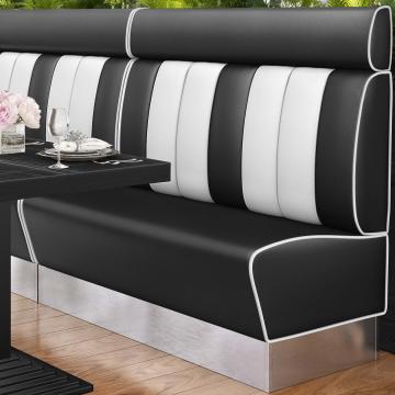 AMERICAN 3 | American diner bås | B:H 140 x 128 cm | Randig | Svart | Läder
