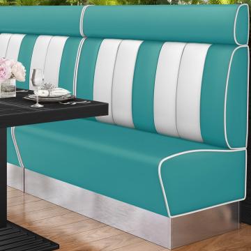 AMERICAN 3 | American diner bås | B:H 140 x 128 cm | Randig | Turkos | Läder
