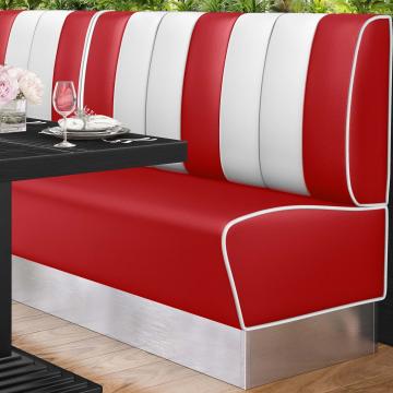 AMERICAN 3 | American diner bås | B:H 140 x 103 cm | Randig | Röd | Läder