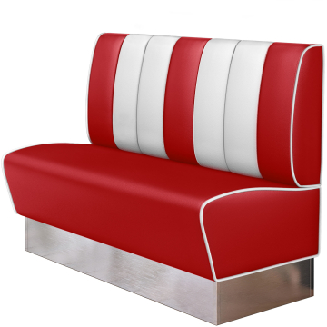 AMERICAN 3 | American diner bås | B:H 140 x 103 cm | Randig | Röd | Läder