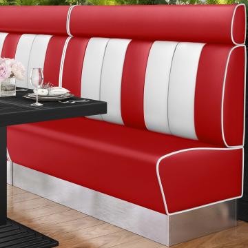 AMERICAN 3 | American diner bås | B:H 160 x 128 cm | Randig | Röd | Läder