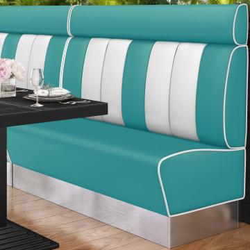 AMERICAN 3 | American diner bås | B:H 160 x 128 cm | Randig | Turkos | Läder