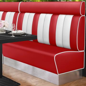 AMERICAN 3 | American diner bås | B:H 180 x 128 cm | Randig | Röd | Läder