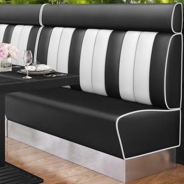 AMERICAN 3 | American diner bås | B:H 180 x 128 cm | Randig | Svart | Läder
