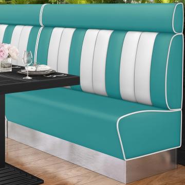 AMERICAN 3 | American diner bås | B:H 180 x 128 cm | Randig | Turkos | Läder