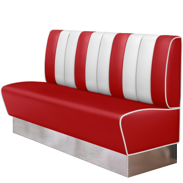 AMERICAN 3 | American diner bås | B:H 180 x 103 cm | Randig | Röd | Läder