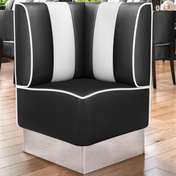 AMERICAN 3 | Diner hörnsoffa | B:H 64 x 103 cm | Randig | Svart | Läder
