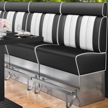 AMERICAN 3 | Hög diner soffa | B:H 100 x 158 cm | Randig | Svart | Läder