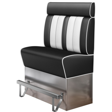 AMERICAN 3 | Hög diner soffa | B:H 100 x 158 cm | Randig | Svart | Läder