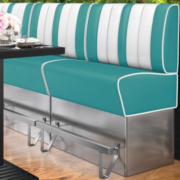 AMERICAN 3 | Diner Hochbank | B:H 100 x 133 cm | Gestreift | Türkis | Leder