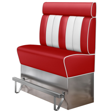 AMERICAN 3 | Hög diner soffa | B:H 120 x 158 cm | Randig | Röd | Läder