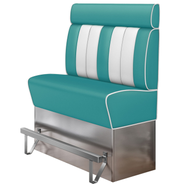 AMERICAN 3 | Diner Hochbank | B:H 120 x 158 cm | Gestreift | Türkis | Leder