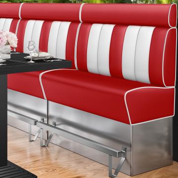 AMERICAN 3 | Hög diner soffa | B:H 140 x 158 cm | Randig | Röd | Läder