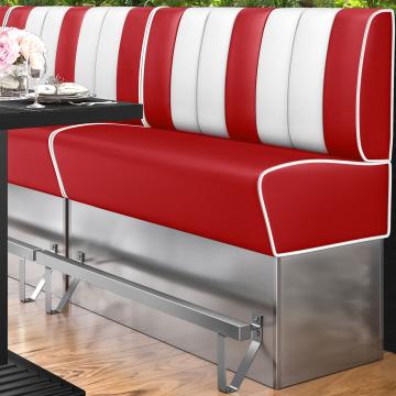 AMERICAN 3 | Bar Height American Diner Booth | W:H 120 x 133 cm | Striped | Red | Leather