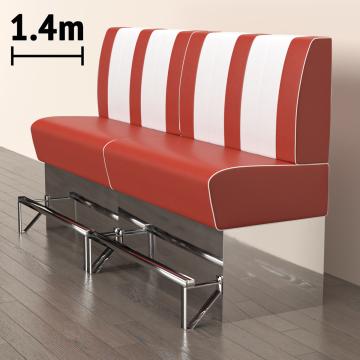 AMERICAN 3 | Sofa Diner Resturant | B: H 140 x 133 cm | Stripete | rød | lær