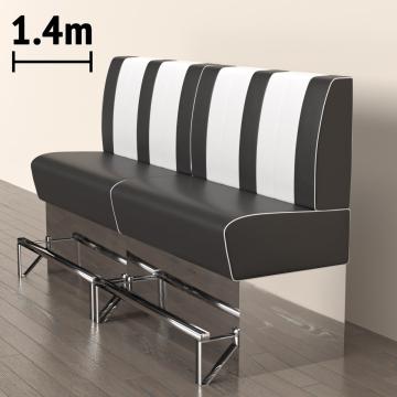 AMERICAN 3 | Sofa Diner Resturant | B: H 140 x 133 cm | Stripete | Svart | lær