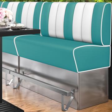 AMERICAN 3 | Bar Height American Diner Booth | W:H 180 x 133 cm | Striped | Turquoise | Leather
