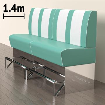 AMERICAN 3 | Sofa Diner Resturant | B: H 140 x 133 cm | Stripete | Turkis | lær