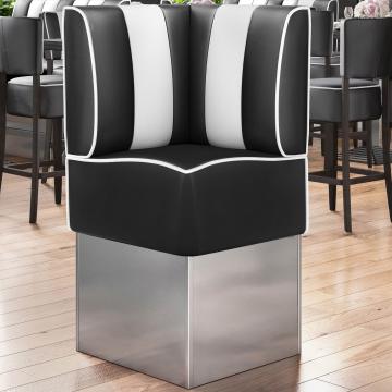 AMERICAN 3 | Diner Eckbank | B:H 64 x 133 cm | Gestreift | Schwarz | Leder
