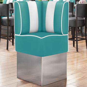 AMERICAN 3 | Diner Eckbank | B:H 64 x 133 cm | Gestreift | Türkis | Leder