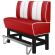 AMERICAN 1 | Høy restaurantsofa i diner stil | B: H 140 x 133 cm | Stripete | rød | lær