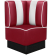 AMERICAN 2 | Restaurantsofa hjørne i Amerikansk diner stil | B: H 64 x 103 cm | Stripete | rød | lær