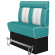 AMERICAN 2 | Diner Hochbank | H: 200 x 158 cm | Rayé | Turquoise | Cuir