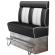 AMERICAN 3 | Hög diner soffa | B:H 140 x 158 cm | Randig | Svart | Läder