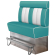 AMERICAN 3 | Banc haut de diner | H: 180 x 158 cm | Rayé | Turquoise | Cuir