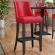 AMY | Upholstered Bar Stool | Leather | Wood | Red | with backrest