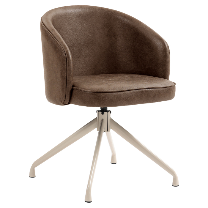 Antonella | Fauteuil d'hôtel | Marron | Cuir | Pivotant | Structure blanche