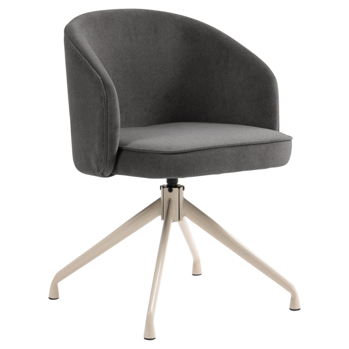 Antonella | Hotelstoel | Grijs | Fluweel | Draaischijf | Frame Wit