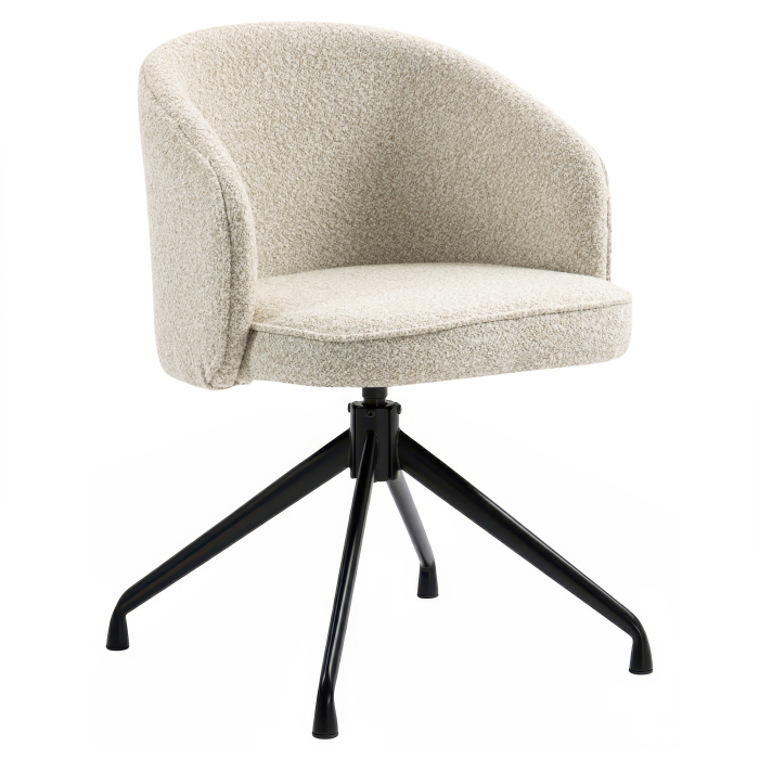 Antonella | Hôtel Chaise | Beige | Tissu teddy | Pied rotatif